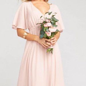 Show Me Your Mumu Emily Empire Maxi Dress in Dusty Blush Crisp